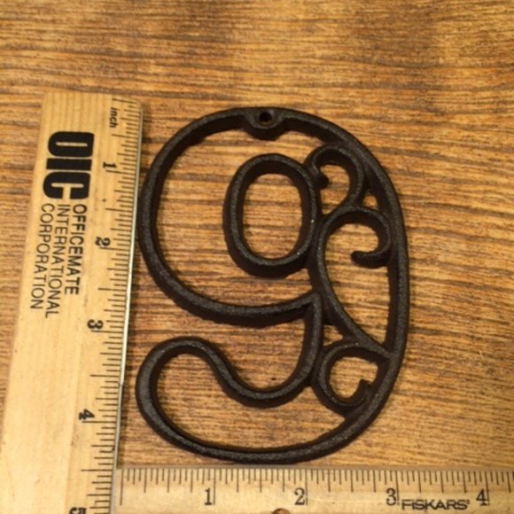 "1" (One) House Address Number Ornate Cast Iron Filigree 4 5/8" tall 0184-0558-1 - Picture 14 of 16